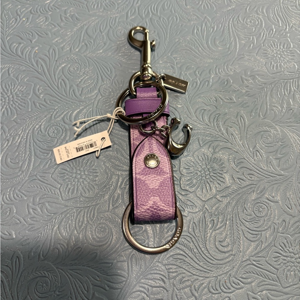Coach Purple Leather Key Holder